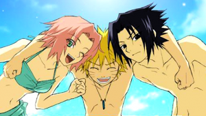 Naruto beach sakura sasuke playa anime